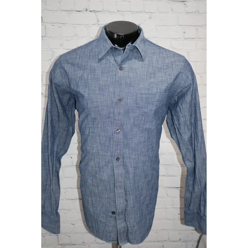 Banana Republic Jean Denim Shirt Mens XL Blue Chambray Soft Wash Slim Fit